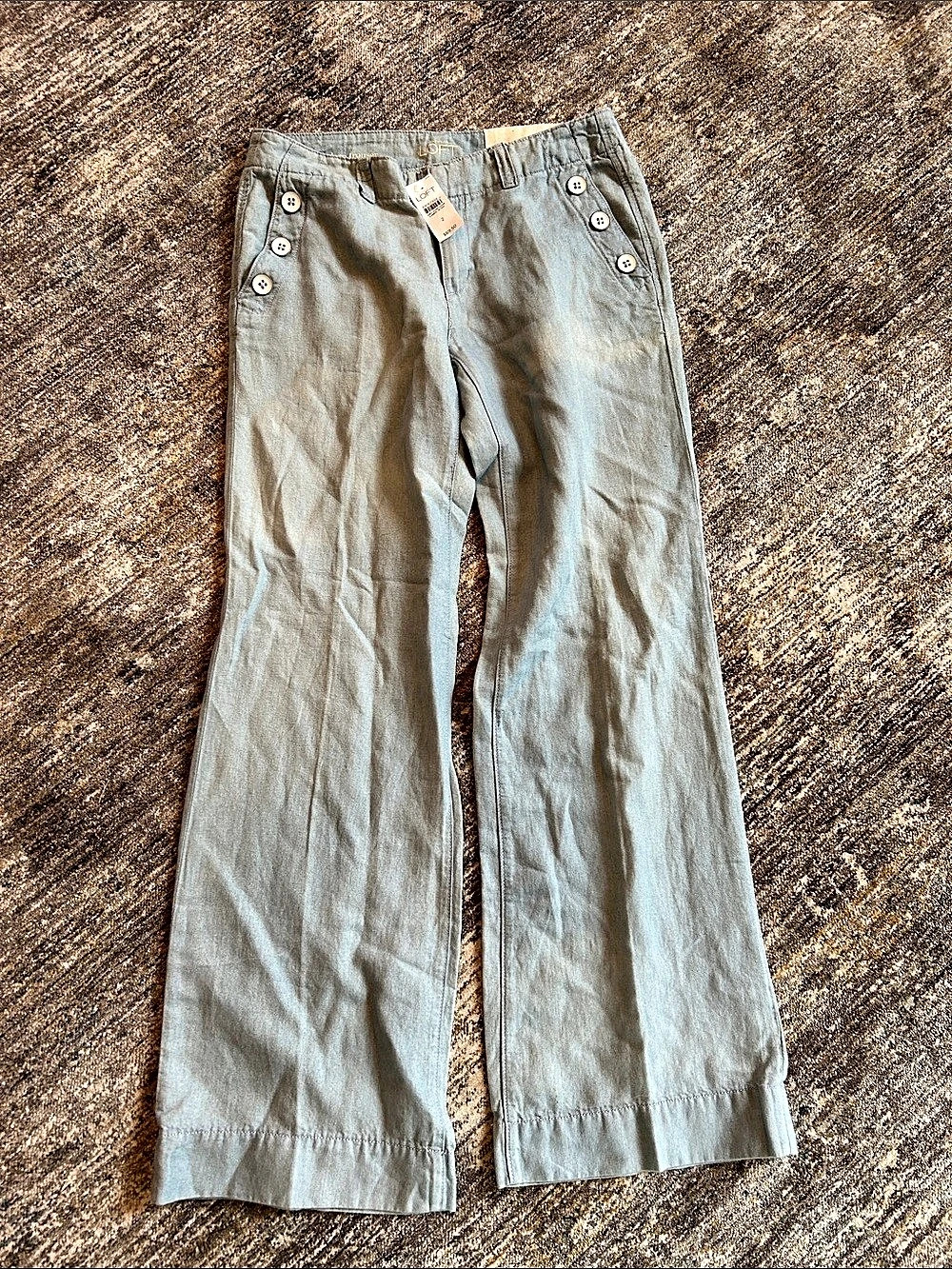 LOFT Modern Trouser Straight Leg Cotton Pants in Blue Size 2 NWT